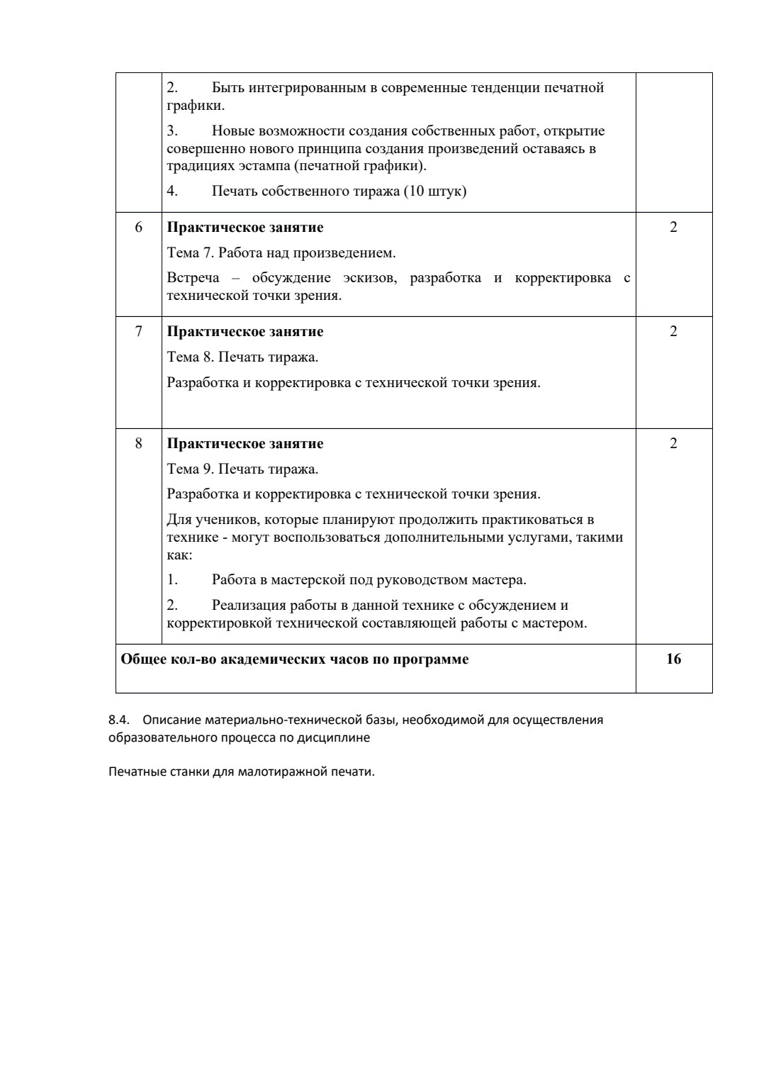 Страница 5 программы курса «Шелкография – техника печатной графики»