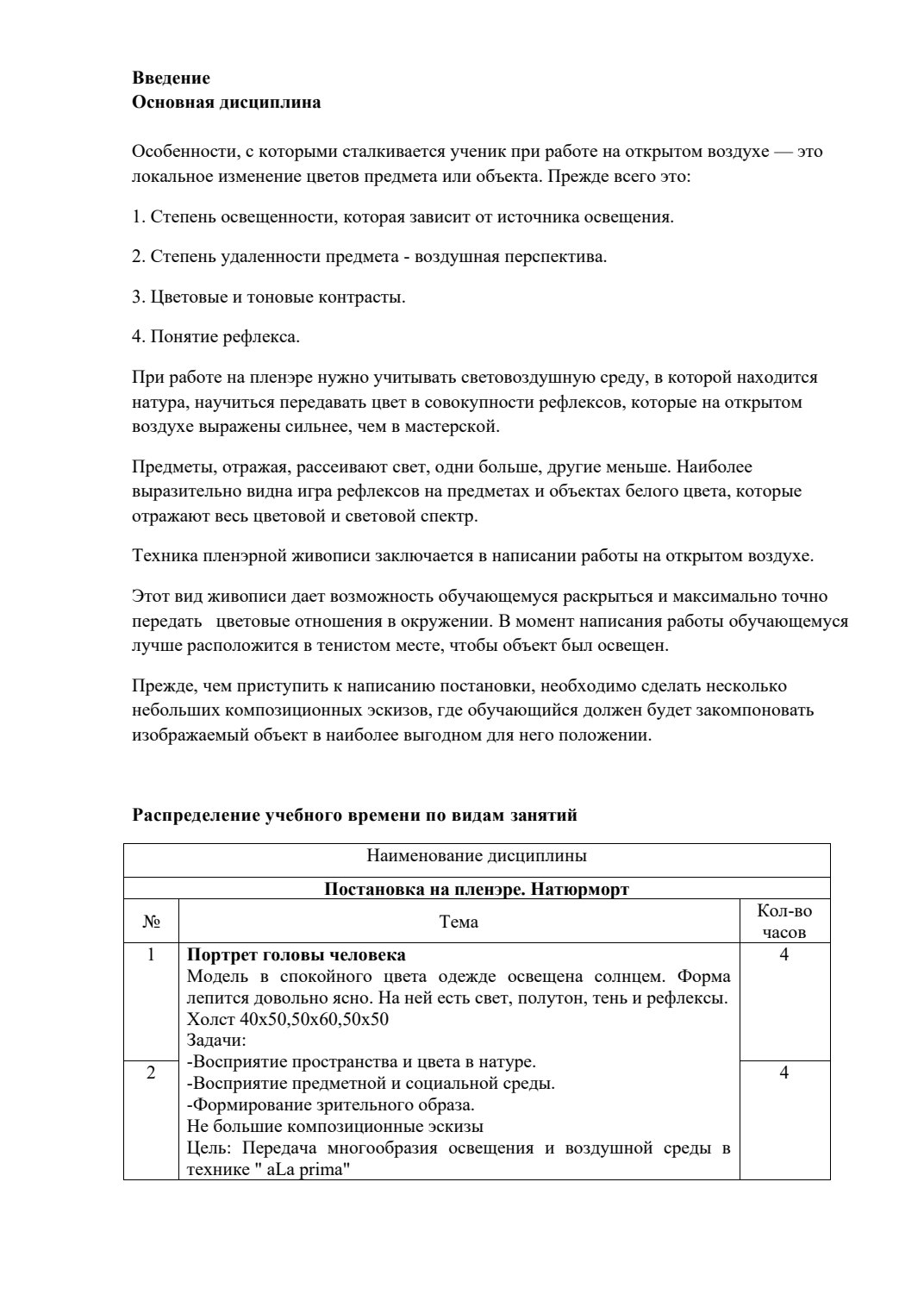 Страница 2 программы курса «Постановка на пленэре. Портрет»
