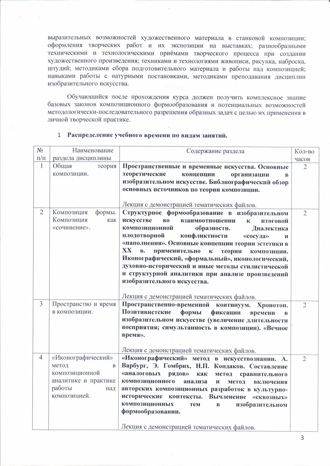 Страница 3 программы курса «Композиция»