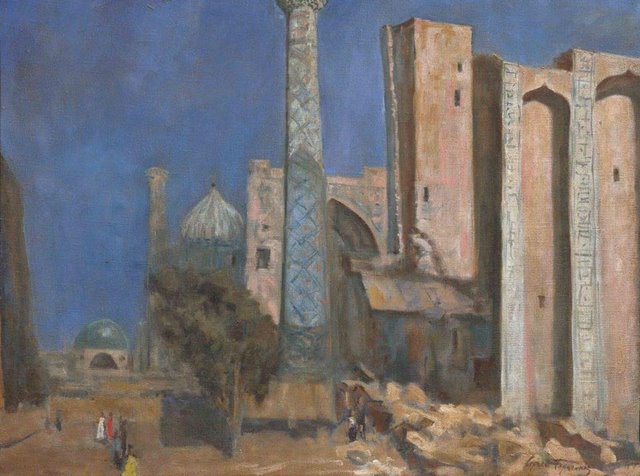 Герасимов Сергей Васильевич Пейзаж с мечетью 1940-е ИРРИ
