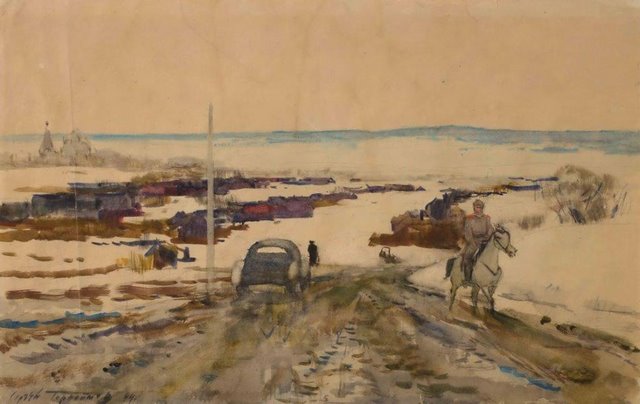Герасимов Сергей Васильевич Красноармеец на коне 1944 ИРРИ